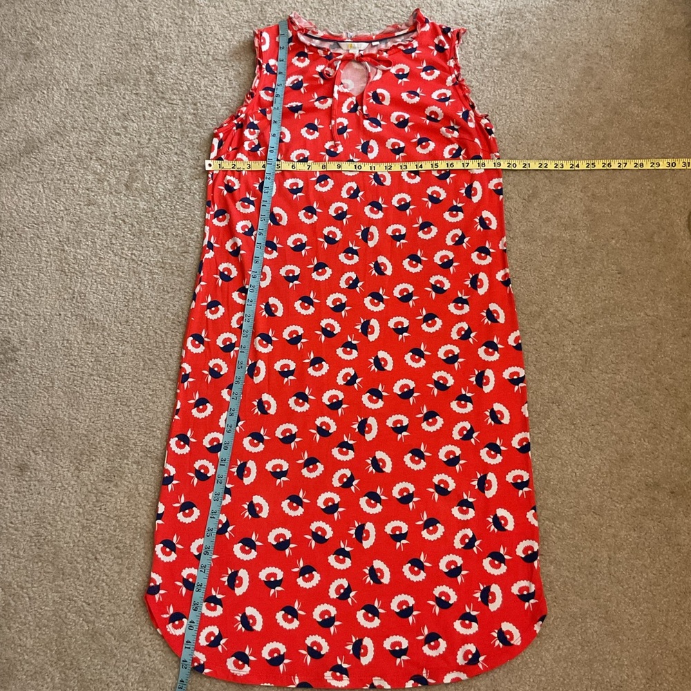 Boden Lois Floral Midi Jersey Dress Orange/Red Navy White Sleeveless Size 10 M - Picture 5 of 16